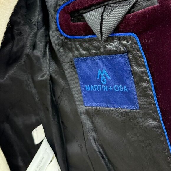 Martin + Osa Deep Purple Burgundy Velvet Fitted Blazer Jacket Size 2 - Picture 10 of 11